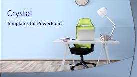  Presentation with office chair - Beautiful slides featuring empty chairs - modern workplace with office chair backdrop and a sky blue colored foreground