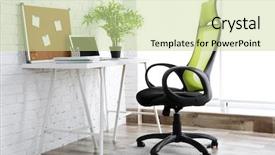  Presentation with office chair - Theme featuring empty chairs - modern workplace with office chair background and a soft green colored foreground
