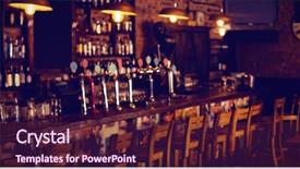  Presentation with pub - Theme having empty chairs arranged in pub background and a  colored foreground