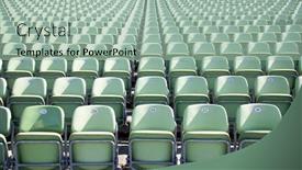  Presentation with audience - Theme with empty-chairs-for-audience background and a mint green colored foreground