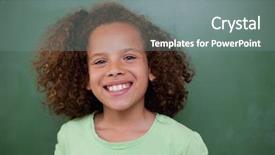  Presentation with chalkboard - PPT theme enhanced with empty chalkboard in a classroom background and a gray colored foreground