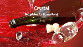  Presentation with milk bottle and milk glass - Theme featuring empty champagne glasses and bottle background and a  colored foreground