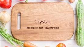  Presentation with vegetables - Theme having wooden empty chopping board and vegetables near it background and a lemonade colored foreground