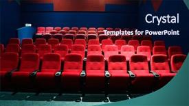  Presentation with theater - Presentation featuring empty cinema - rows of theater seats background and a navy blue colored foreground