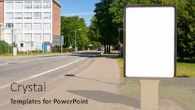  Presentation with city street - Cool new PPT theme with empty-city-light-poster backdrop and a mint green colored foreground