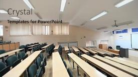  Presentation with back school - Audience pleasing theme consisting of empty-classroom-university-or-collage backdrop and a light gray colored foreground