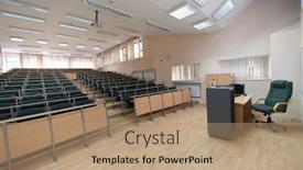  Presentation with back school - Slides featuring empty-classroom-university-or-collage background and a coral colored foreground