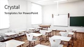  Presentation with chairs - Audience pleasing theme consisting of empty classroom with chairs backdrop and a sky blue colored foreground