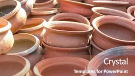  Presentation with clay - Presentation theme consisting of empty clay pots at market background and a red colored foreground