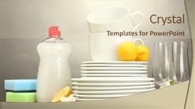  Presentation with dishwashing - Presentation theme having edible dormouse on a branch in front of a white background background and a light gray colored foreground