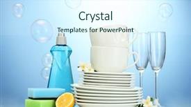  Presentation with dishwashing - Audience pleasing PPT theme consisting of glasses and cups with dishwashing backdrop and a sky blue colored foreground