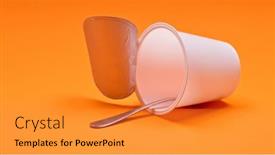  Presentation with yogurt - Cool new PPT theme with spoon on an orange background backdrop and a gold colored foreground