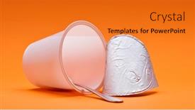  Presentation with yogurt - Amazing slide set having spoon on an orange background backdrop and a gold colored foreground