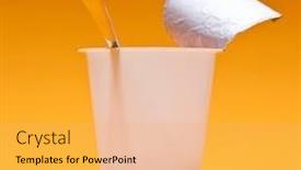  Presentation with yogurt - Amazing slide deck having spoon on an orange background backdrop and a yellow colored foreground