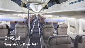  Presentation with 2020 - PPT theme enhanced with empty-commercial-aircraft-leaving-airport background and a dark gray colored foreground