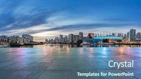  Presentation with concrete roads - Presentation design enhanced with empty concrete square floor background and a ocean colored foreground