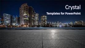  Presentation with concrete roads - Slide set having empty concrete square floor background and a navy blue colored foreground