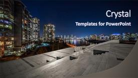  Presentation with concrete roads - Cool new slide deck with empty concrete square floor backdrop and a navy blue colored foreground