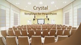  Presentation with lecture hall - Cool new PPT layouts with empty conference hall design backdrop and a lemonade colored foreground