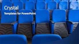  Presentation with movie theater hall of cinema - Amazing slide deck having empty conference theater or cinema backdrop and a cobalt blue colored foreground