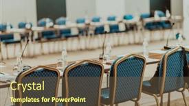  Presentation with corporate events and decoration presentation - Presentation design consisting of empty-corporate-conference-room-before background and a tawny brown colored foreground