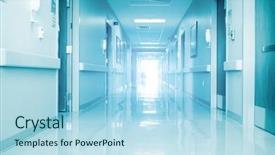  Presentation with hospital - Slide deck enhanced with empty corridor in modern hospital background and a light blue colored foreground