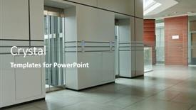  Presentation with elevators - Slides with empty-corridor-of-high-tech background and a  colored foreground