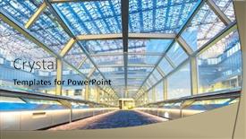  Presentation with glass ceiling - Colorful PPT layouts enhanced with empty-corridor-with-abstract-glass backdrop and a light blue colored foreground