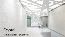  Presentation with glass ceiling - Slide set featuring empty corridor with glass railing background and a light gray colored foreground