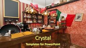  Presentation with mexican restaurant - PPT theme with empty counter in mexican bar background and a tawny brown colored foreground