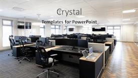  Presentation with office room - Presentation theme with empty-creative-modern-office-room background and a light gray colored foreground