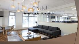  Presentation with office room - Presentation theme enhanced with empty-creative-office-room background and a light gray colored foreground