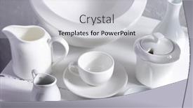  Presentation with tableware - Presentation design featuring empty-crockery-or-ceramic-dishes background and a light gray colored foreground