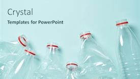  Presentation with plastic - PPT theme enhanced with empty-crumpled-plastic-bottles background and a cool aqua colored foreground