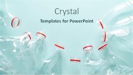  Presentation with plastic - Presentation consisting of empty-crumpled-plastic-bottles background and a sky blue colored foreground