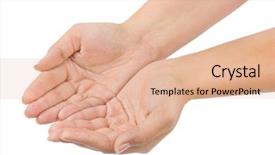  Presentation with racism white hands in modern - Colorful presentation design enhanced with empty cupped hands isolated backdrop and a lemonade colored foreground