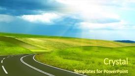  Presentation with road yellow - PPT theme having empty curved road background and a tawny brown colored foreground