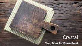  Presentation with wooden board empty table top - Beautiful presentation theme featuring empty-cutting-board-on-wooden backdrop and a tawny brown colored foreground
