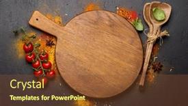  Presentation with recipe - PPT layouts featuring empty-cutting-board-over-various background and a  colored foreground