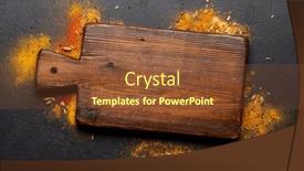  Presentation with recipe - Slide set having empty-cutting-board-over-various background and a tawny brown colored foreground