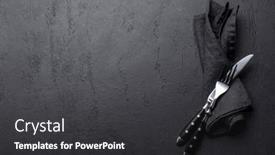  Presentation with table napkin - PPT layouts having empty-dark-stone-table background and a dark gray colored foreground