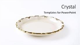  Presentation with white plate - Slide deck consisting of empty decorative plate on white background background and a sky blue colored foreground