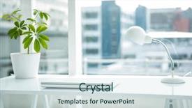  Presentation with desk - Amazing slides having empty desk in a office backdrop and a sky blue colored foreground