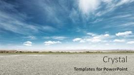  Presentation with dirt - Theme featuring empty dirt floor and beautiful snow mountains in blue sky background and a light gray colored foreground
