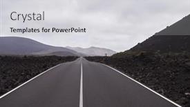  Presentation with highway - PPT theme featuring empty-endless-highway-through and a light gray colored foreground