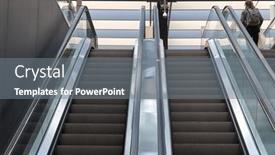  Presentation with station - PPT theme featuring empty-escalator-at-a-train background and a gray colored foreground