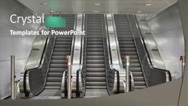 Presentation with station - Presentation theme featuring empty-escalator-at-an-underground background and a gray colored foreground