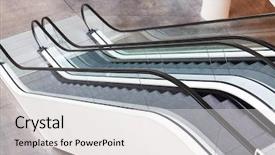  Presentation with building automation - Beautiful slides featuring empty escalator in some office backdrop and a white colored foreground