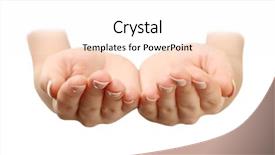  Presentation with empty - Amazing slide deck having empty female hands isolated backdrop and a sky blue colored foreground