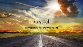  Presentation with country - Presentation having empty field - country road across the steppe background and a yellow colored foreground